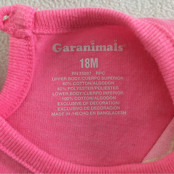 Pink and White Garanimals Onesie, Embroidered with Pom-Pom Trim - Picture 9 of 11